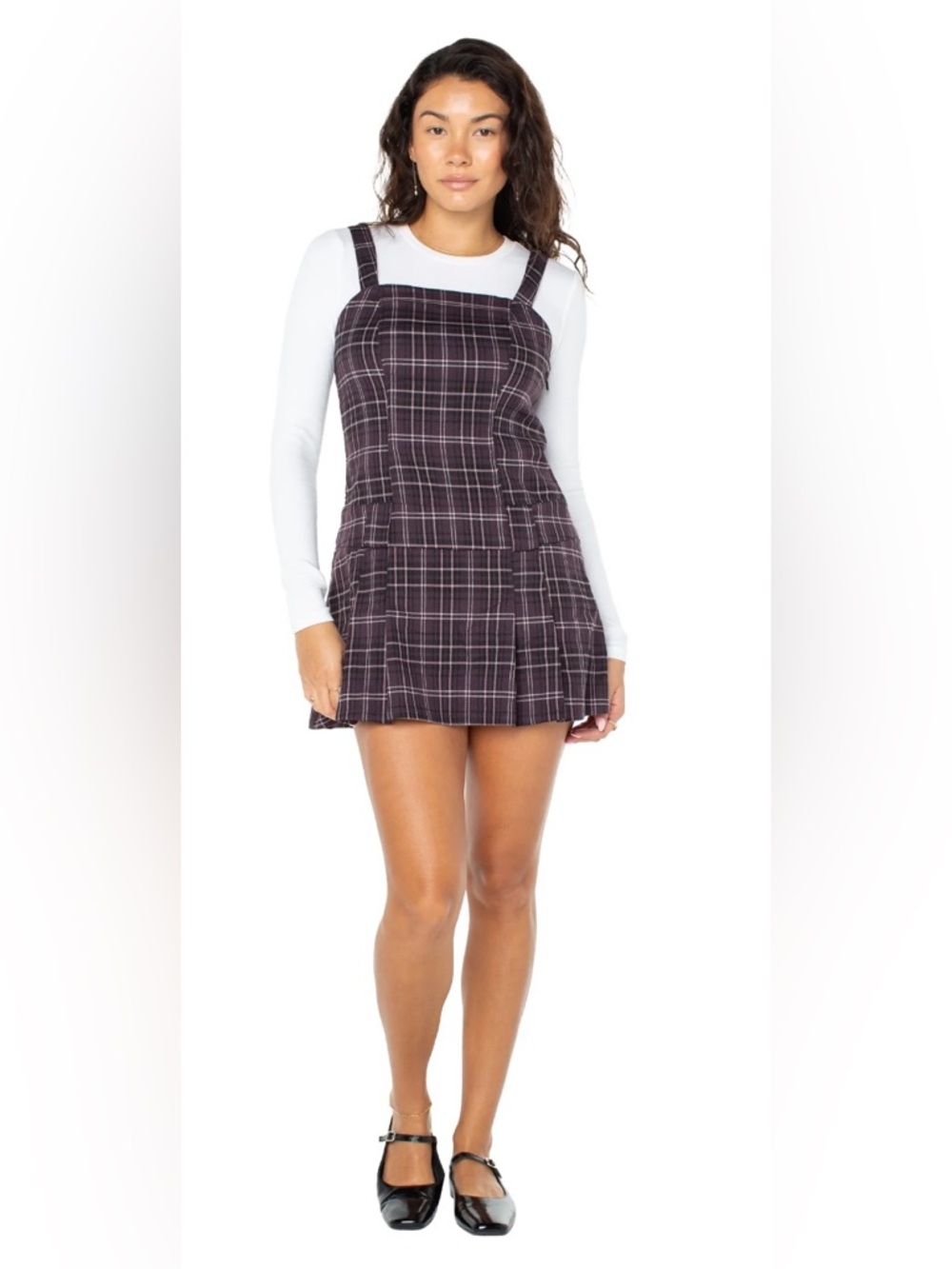 NWT Celebrity Pink Plaid Skater Dress in Black and Purple